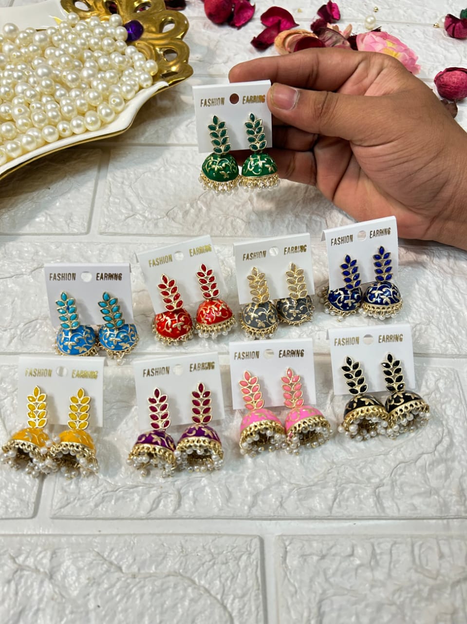 Focus on Whimsy and Unique Designs and colourful earrings 
