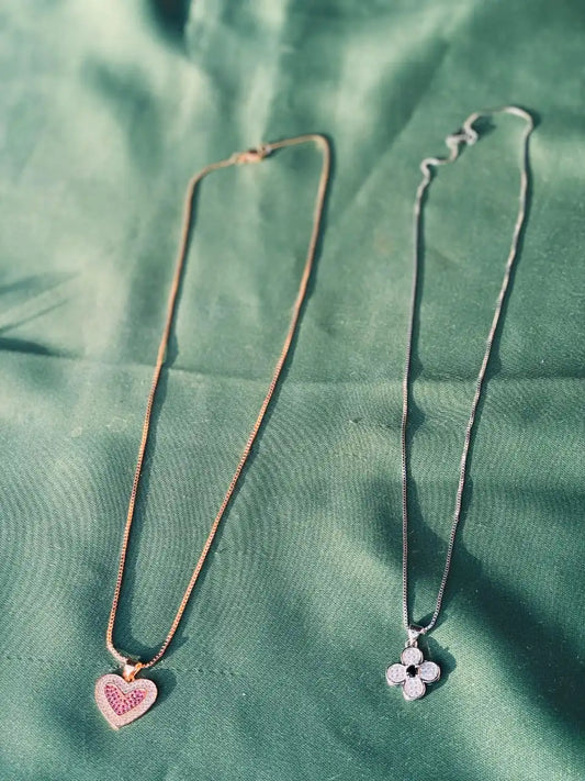 *Chic Heart & Flower Necklaces with Dazzling Crystals – Perfect for Every Occasion*