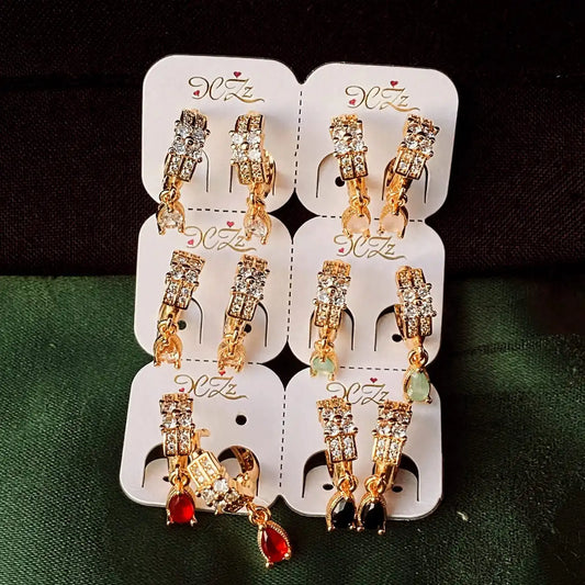 Glamorous Multi-Color Gold Earrings – Ideal for Day and Night Wear