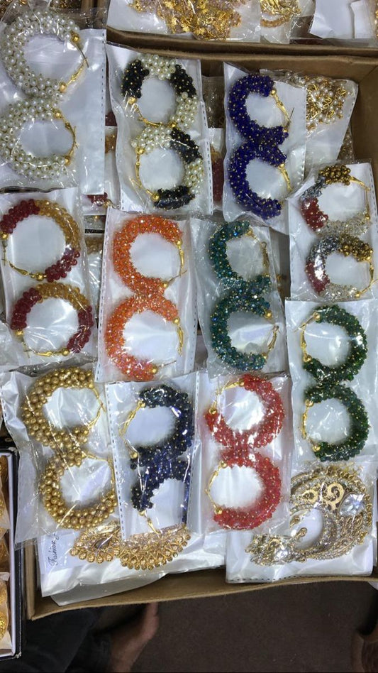 Sparkling Beaded Hoop Earring Set - 4 Pairs of Colorful Elegance