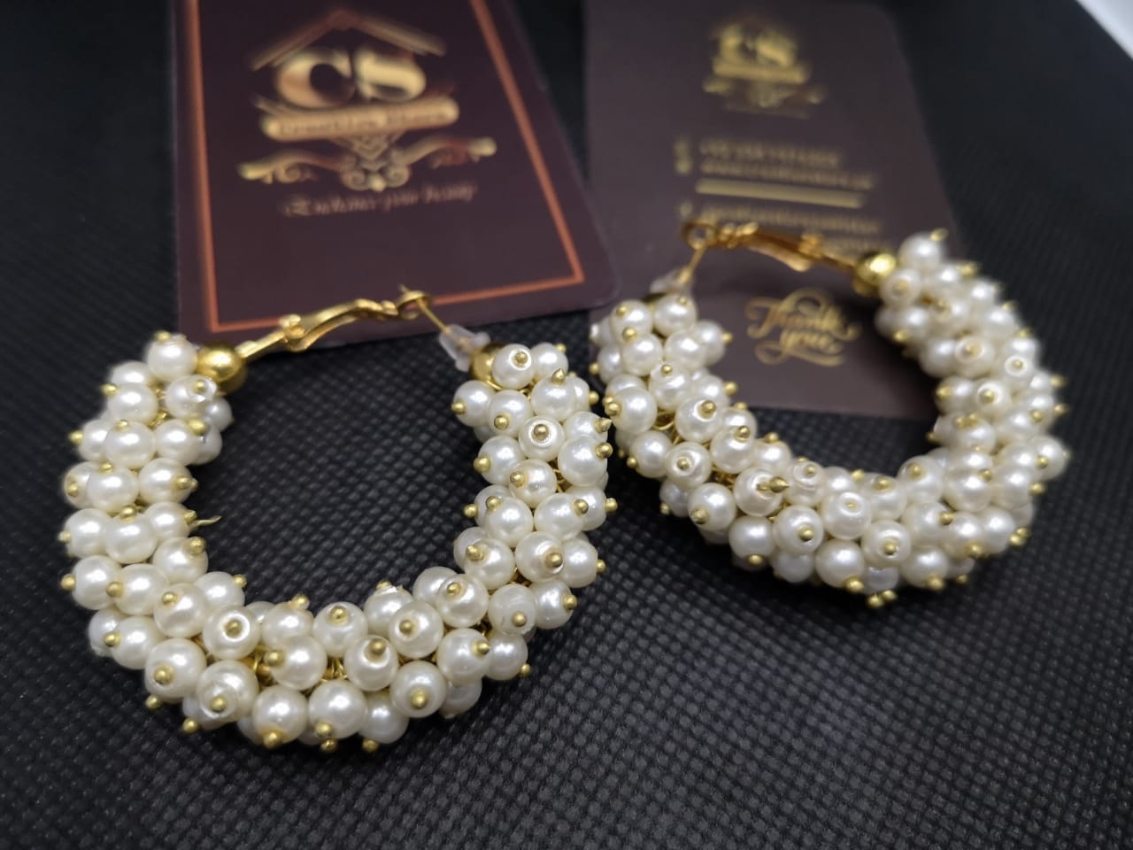 Sparkling Beaded Hoop Earring Set - 4 Pairs of Colorful Elegance