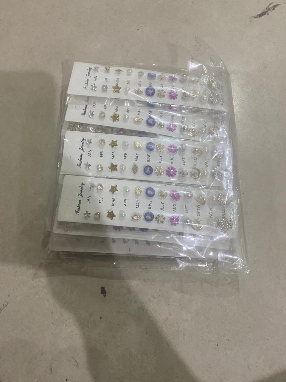 Trendy Stud Earrings Set – 12 Pairs in Various Designs for Everyday Wear