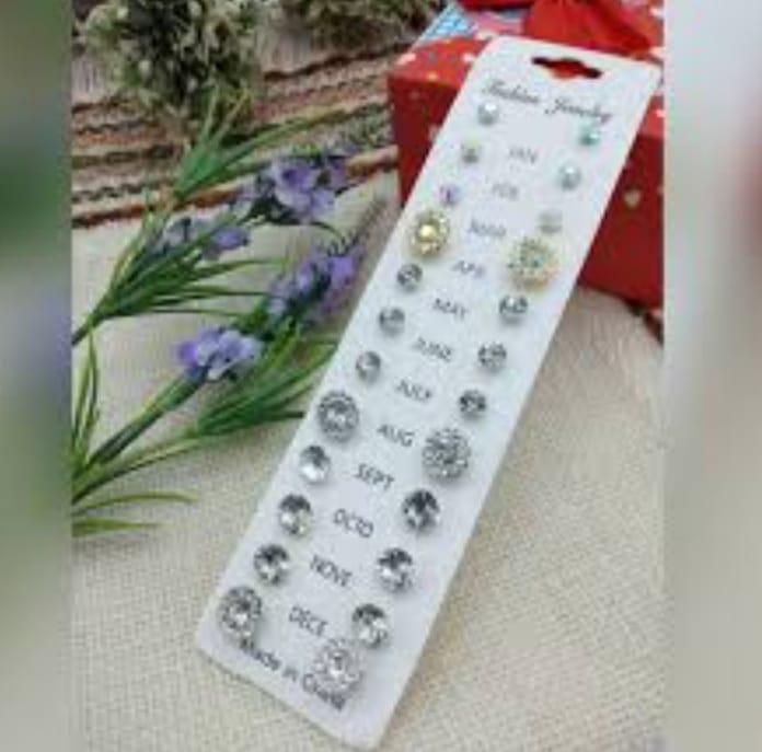 Trendy Stud Earrings Set – 12 Pairs in Various Designs for Everyday Wear